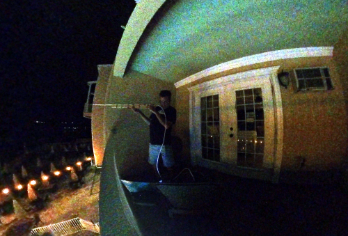 Night operation by Wade VanLandingham with antenna and SDR